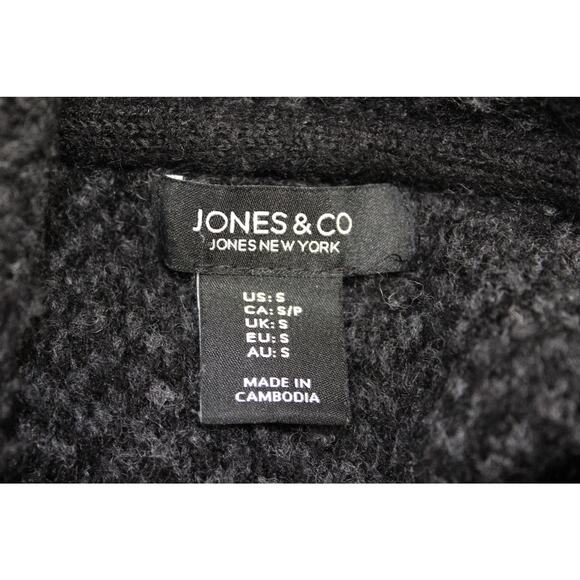 Jones New York Jones & Co Black Wool Blend Long Coat Women’s S Minimalist Grunge - Picture 5 of 9